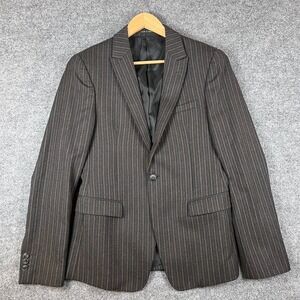 Emporio Armani Blazer Mens 38R Black Pinstripe Wool "Green Line" Jacket Italy